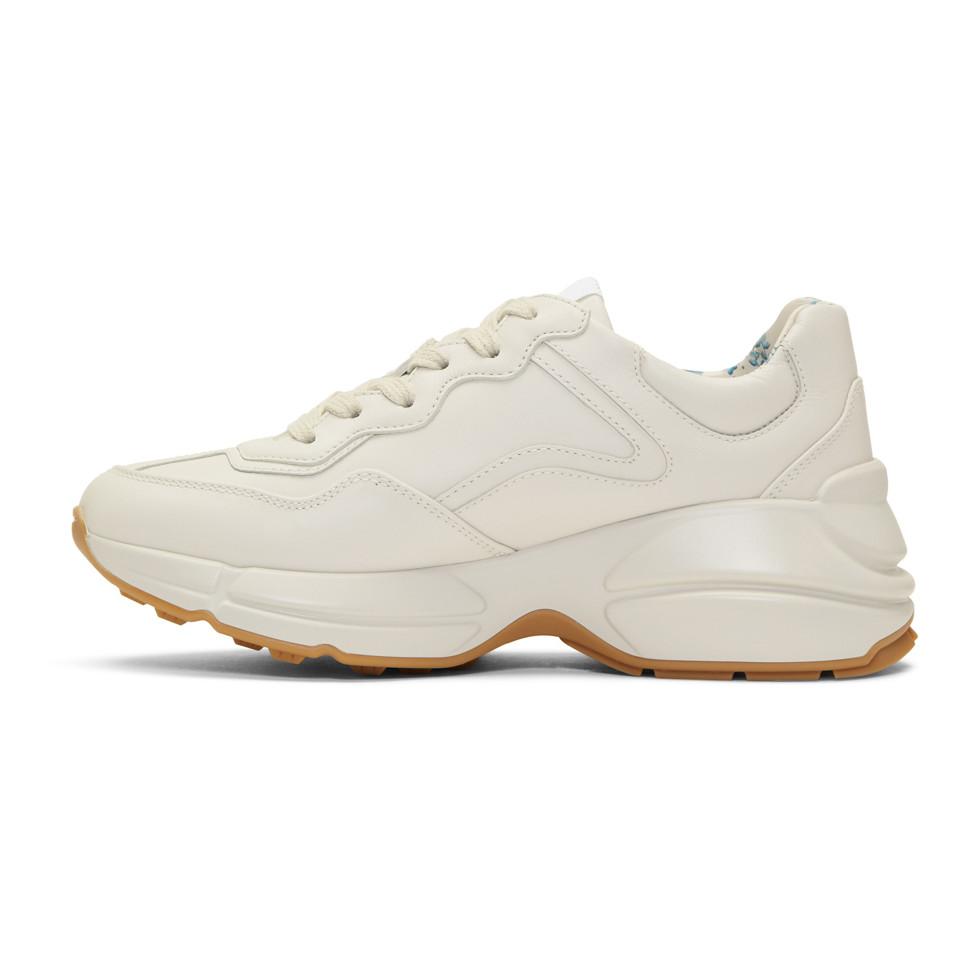 gucci ivory rhyton rainbow glitter sneakers