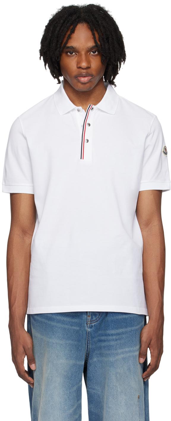 Moncler メンズ ホワイト スナップボタン ポロシャツ Tシャツ