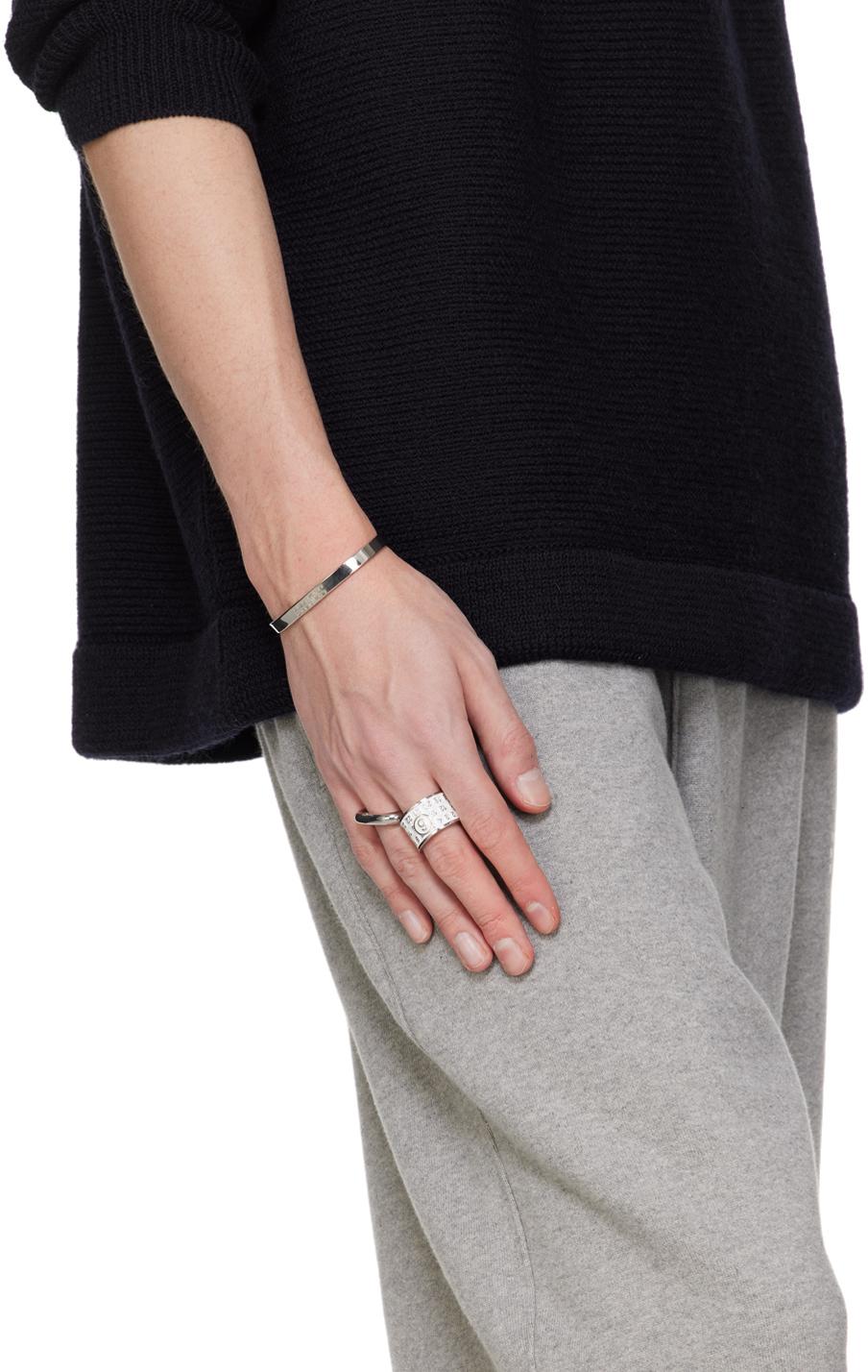 MM6 by Maison Martin Margiela Silver Tubing Ring in White