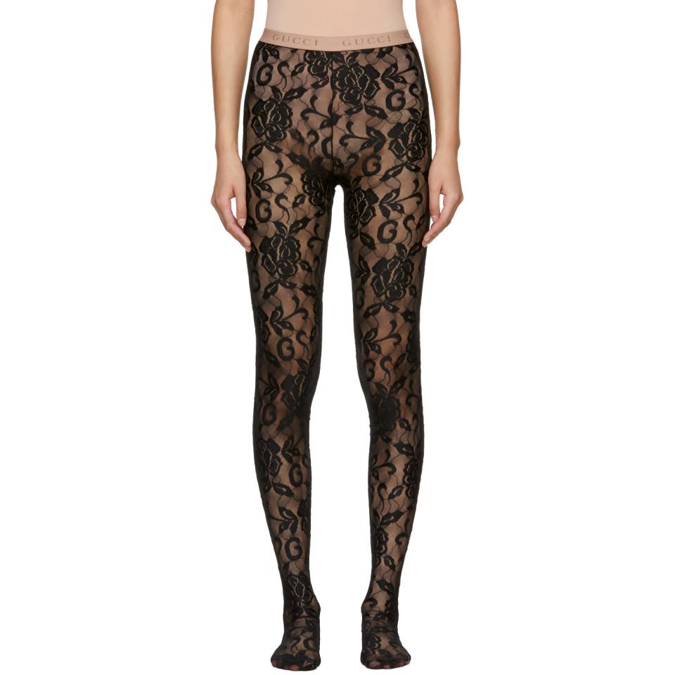 Gucci Black Lace Tights - Lyst