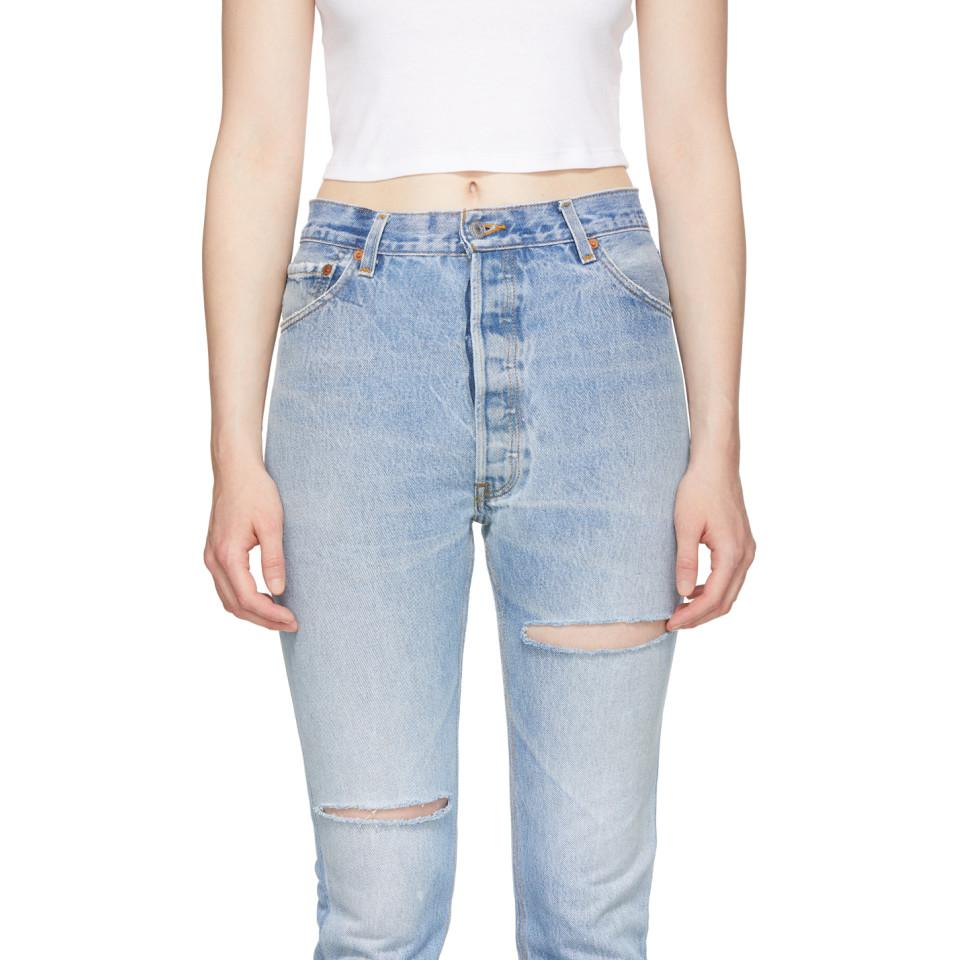 RE/DONE Denim Indigo Levis Edition High-rise Ankle Crop Jeans in Blue | Lyst