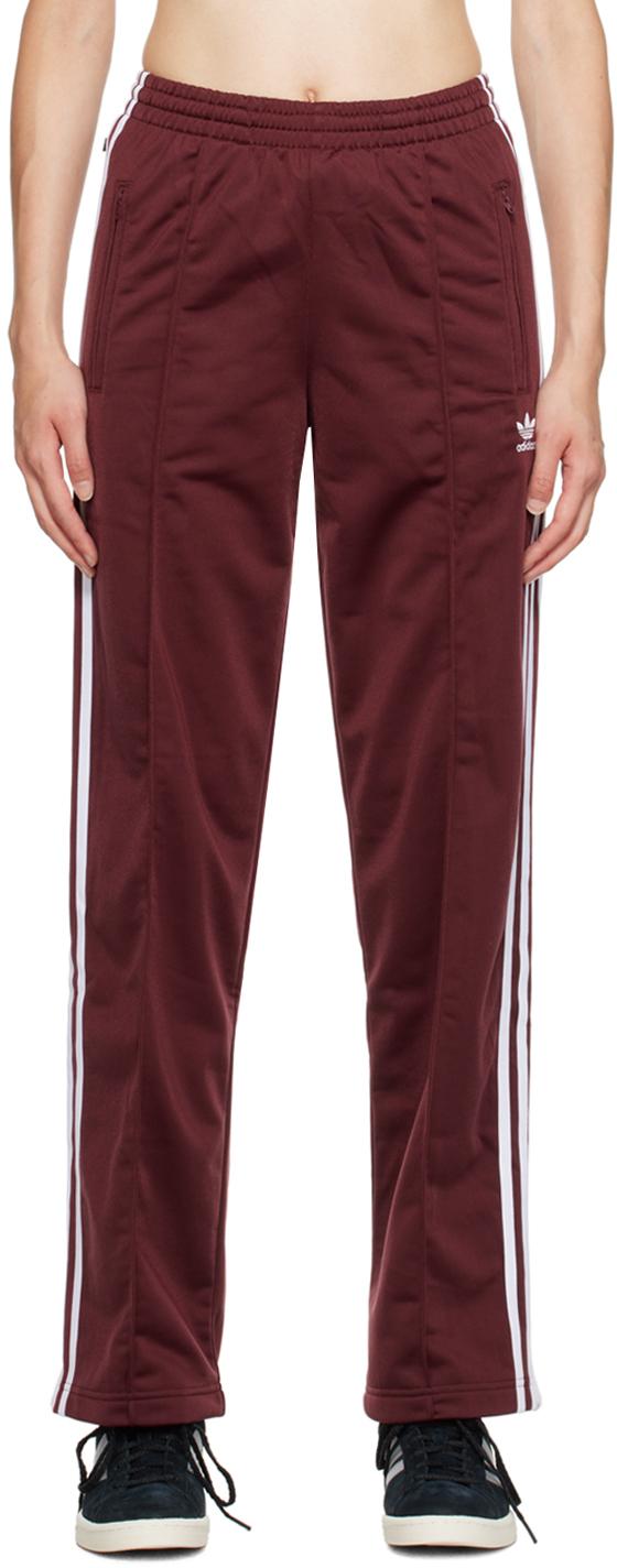 burgundy adidas tracksuit bottoms