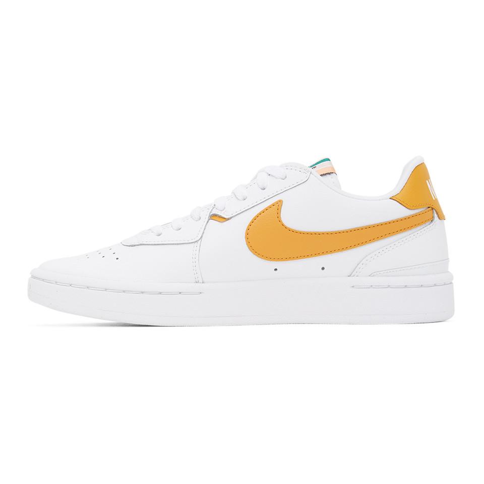 Nike White And Yellow Leather Court Blanc Sneakers | Lyst