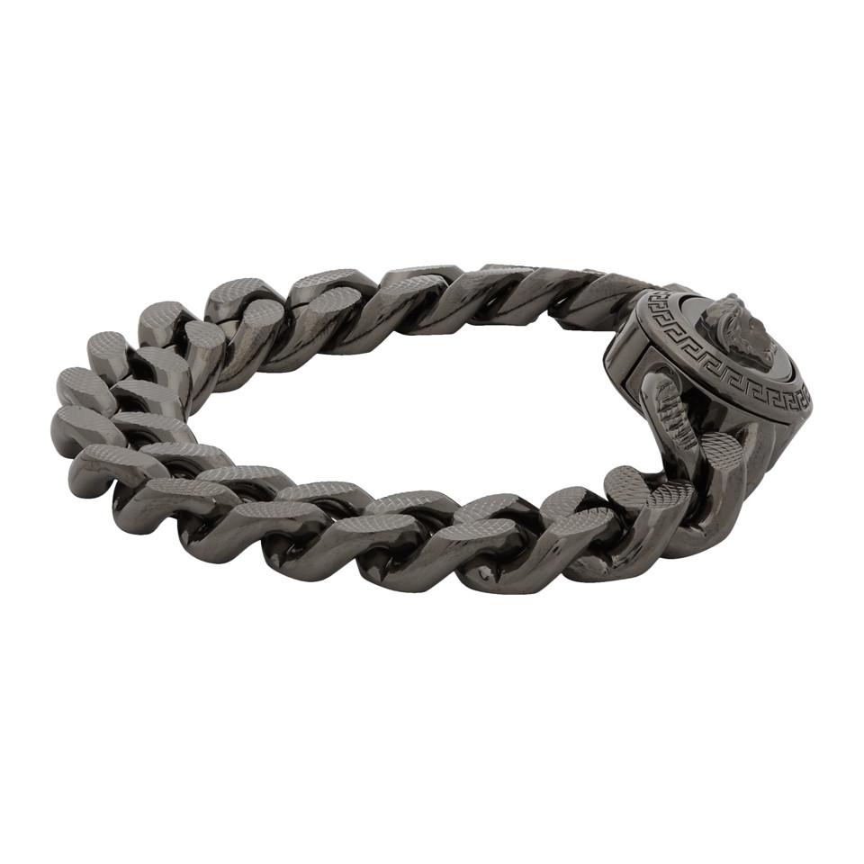 Versace Ssense Exclusive Gunmetal Medusa Chain Bracelet in Metallic for Men  - Lyst