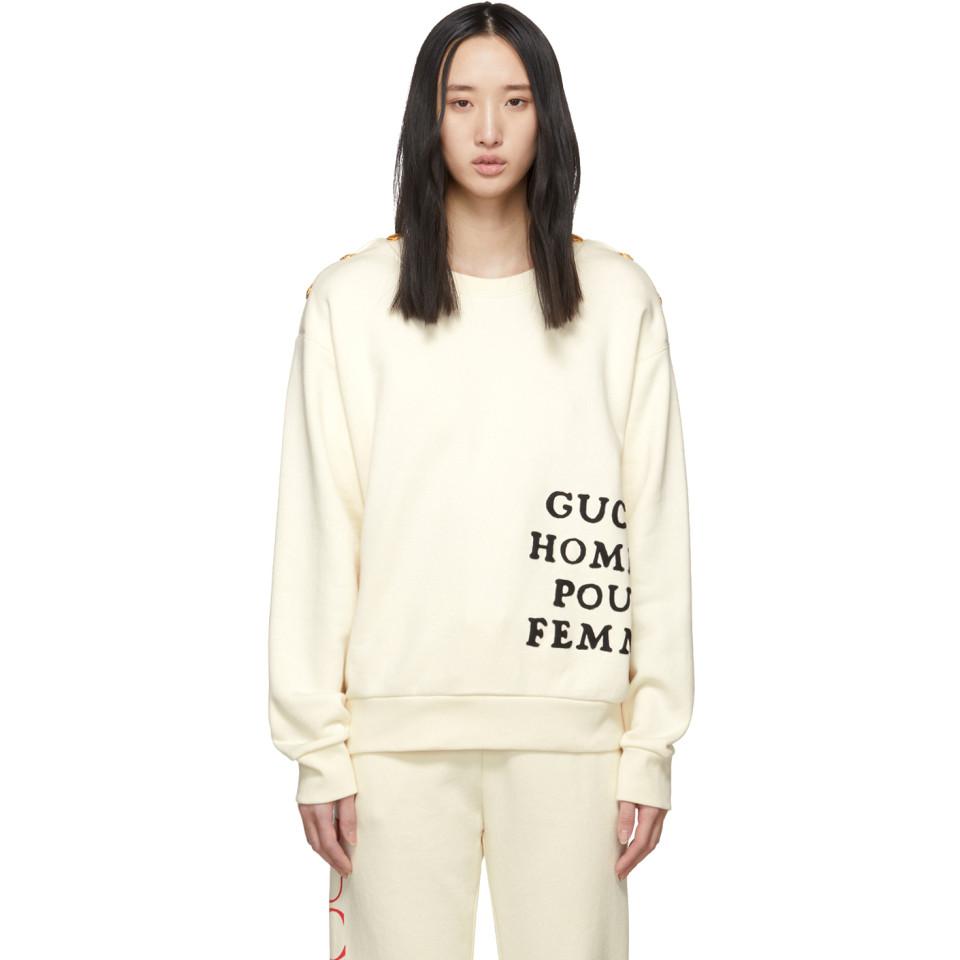 Gucci Ivory Homme Pour Femme Sweatshirt | Lyst