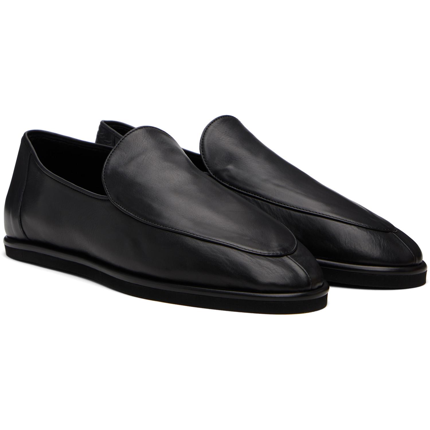 AURALEE Soft Leather Loafers in Black | Lyst