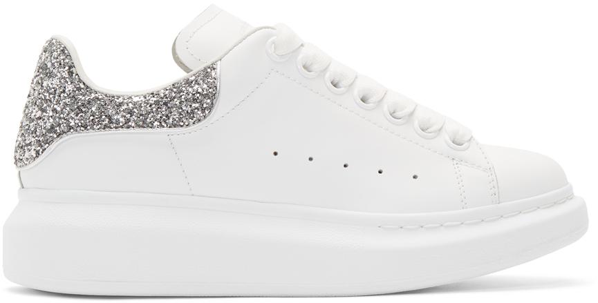 alexander mcqueen white and silver glitter