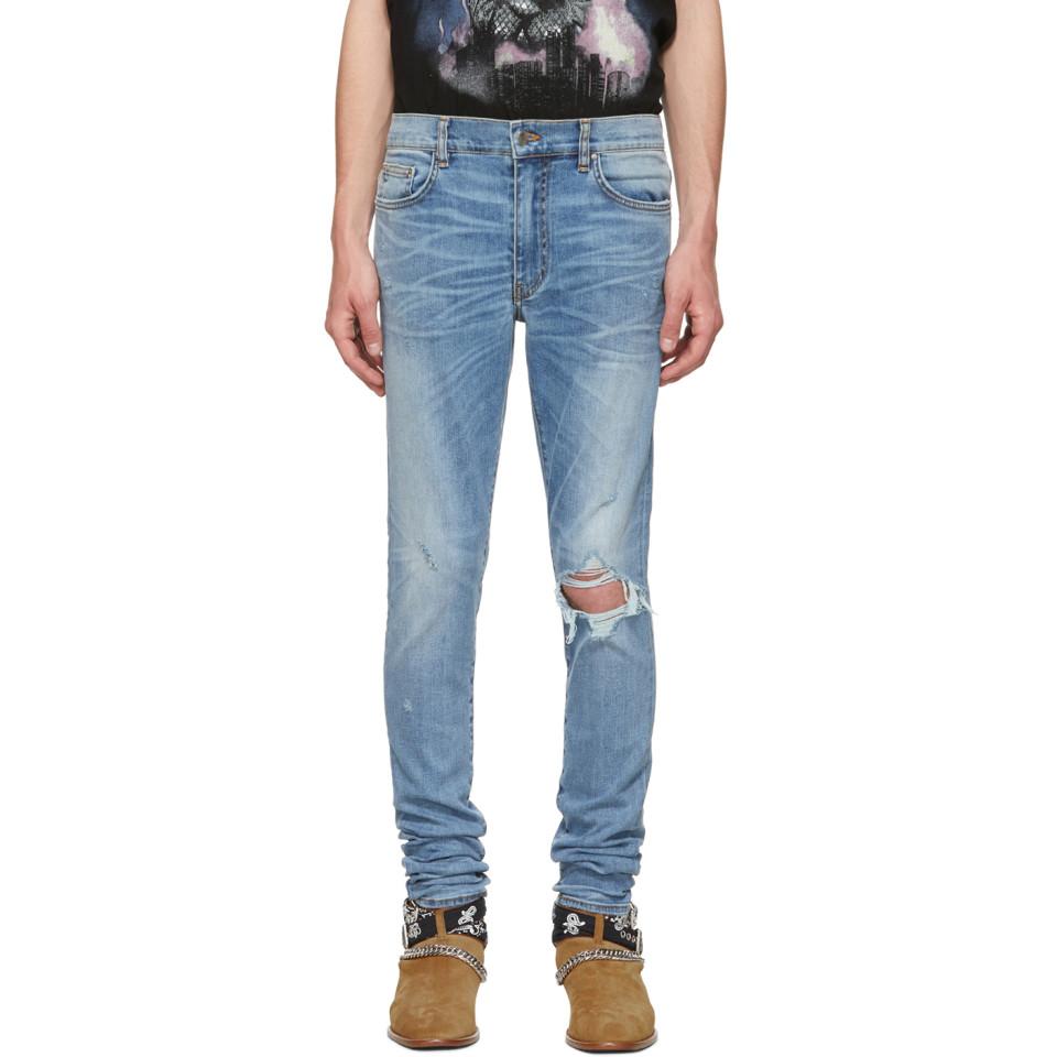 Amiri Denim Blue Broken Jeans for Men Lyst