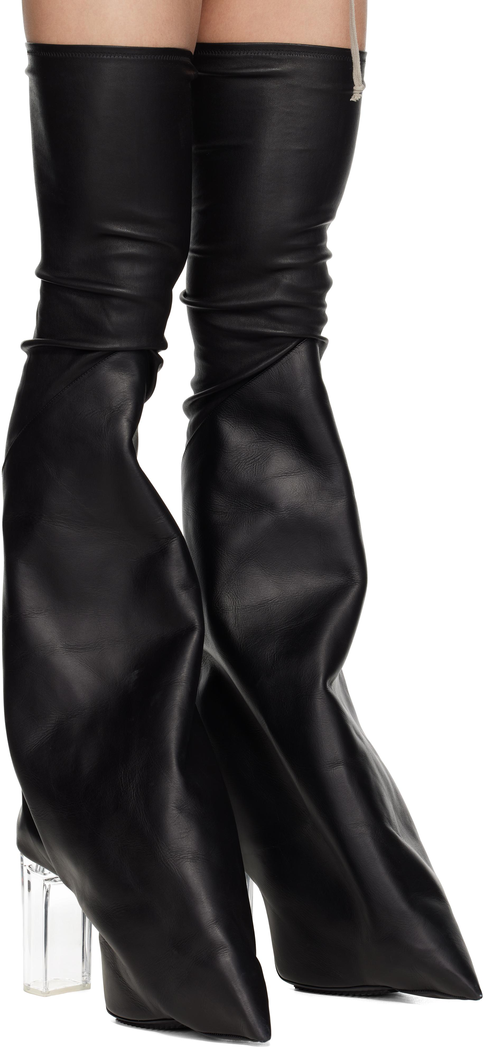靴 rick owens thigh-high kiss boots Rick Owens SS23 Runway Thigh high Kiss Boots White/Pearl