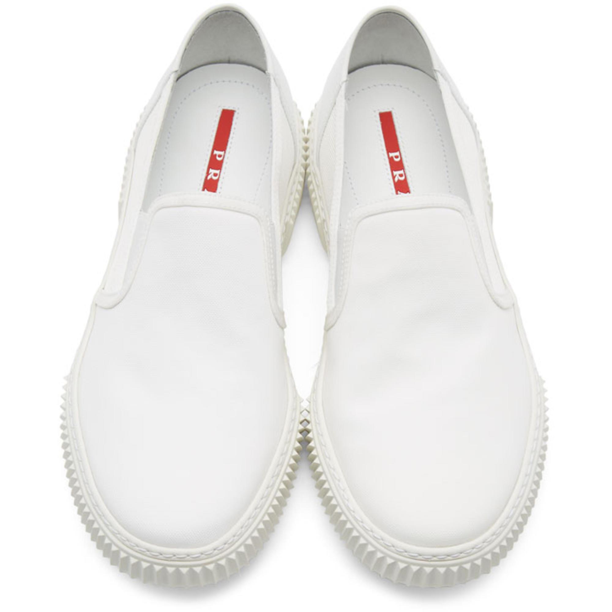 Prada Canvas White Stratus Slipon Sneakers for Men Lyst