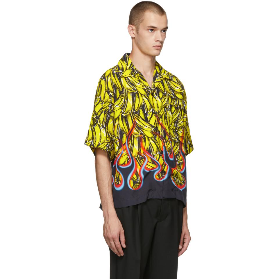 Chemise a manches courtes multicolore Bananas and Flames Prada pour homme |  Lyst