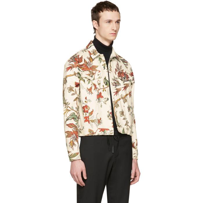 white floral denim jacket