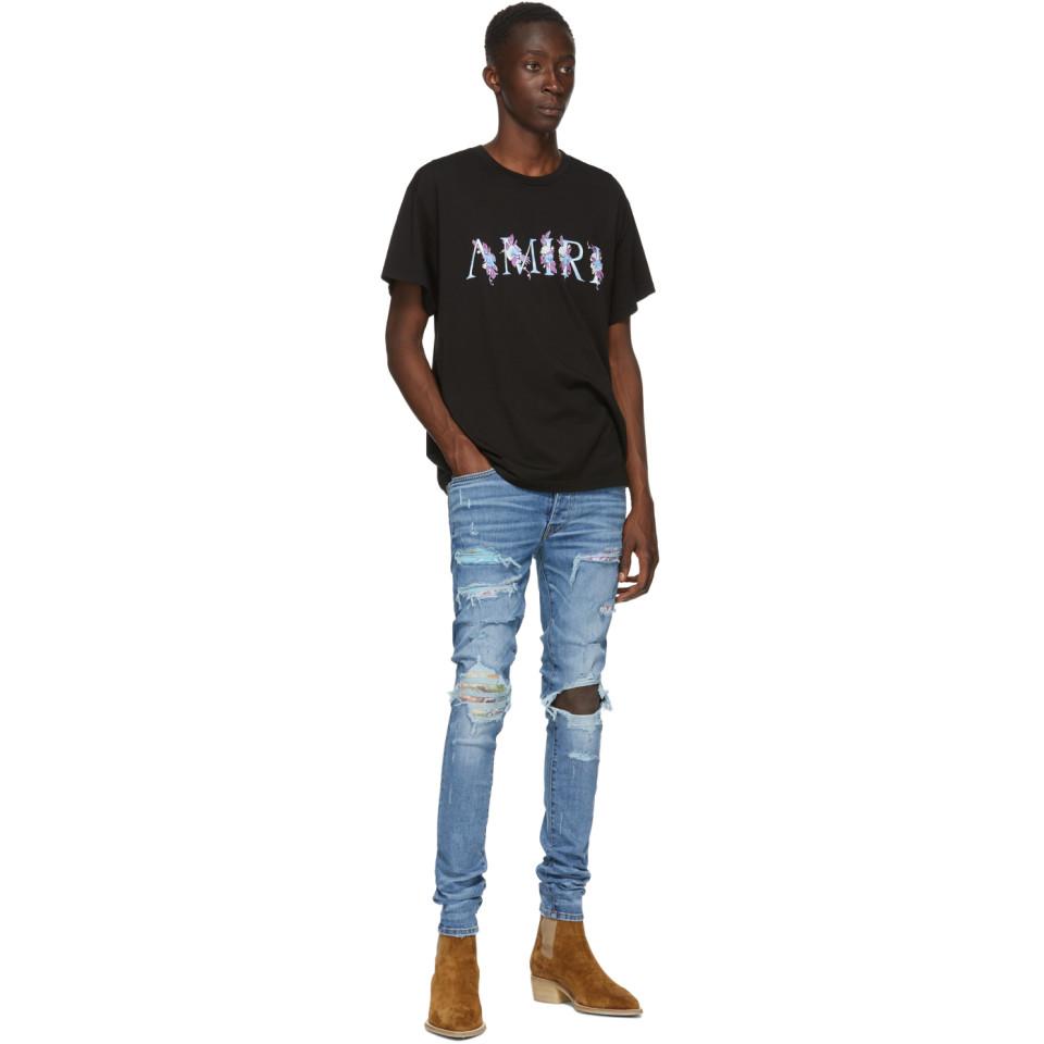 Amiri Denim Hawaiian Patch Distressed 