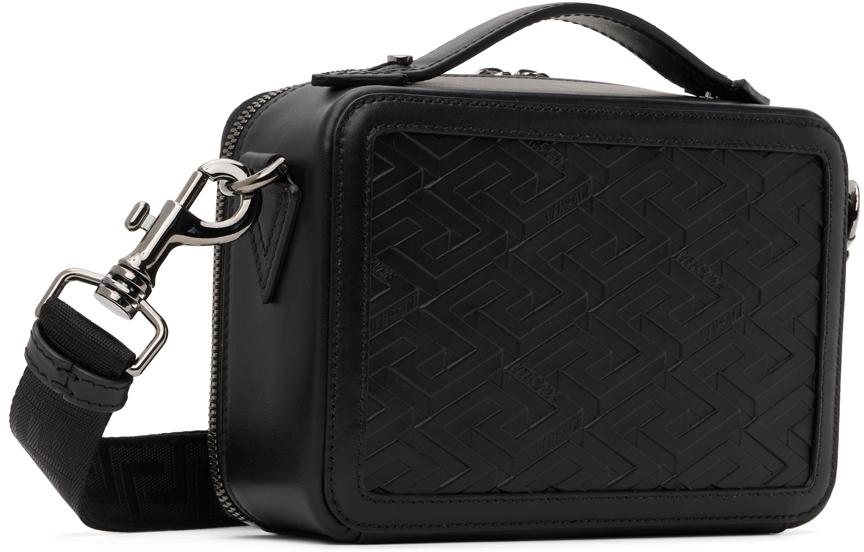 Versace メンズ ブラック スモール La Greca メッセンジャー