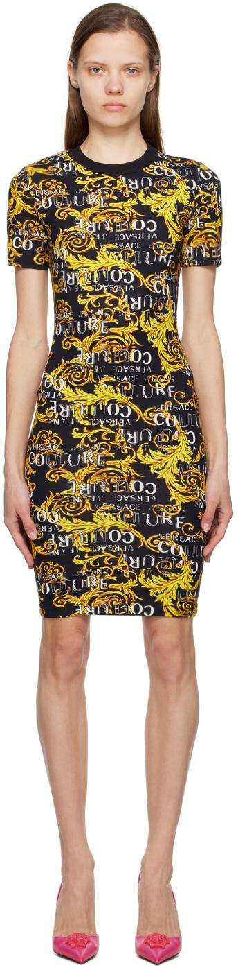 Versace Jeans Couture レディース ブラック グラフィック ミニドレス  