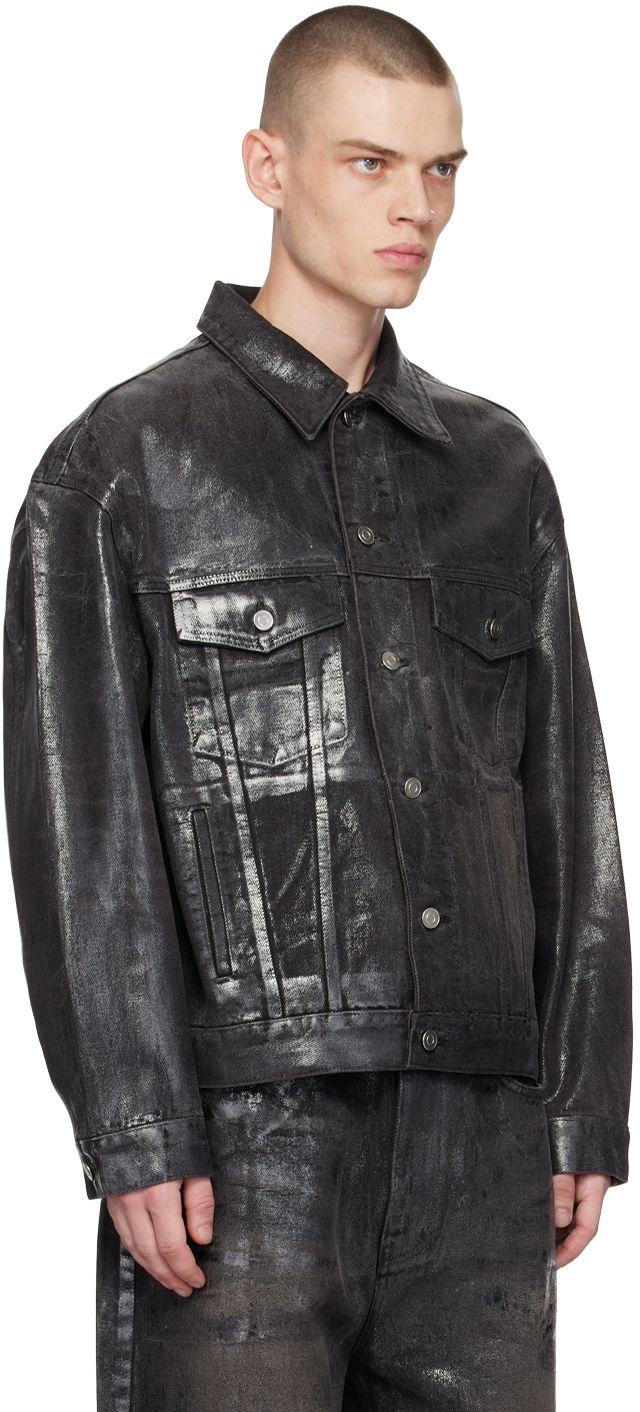 we11done Foil Coated Trucker Denim Jacket in Black for Men | Lyst