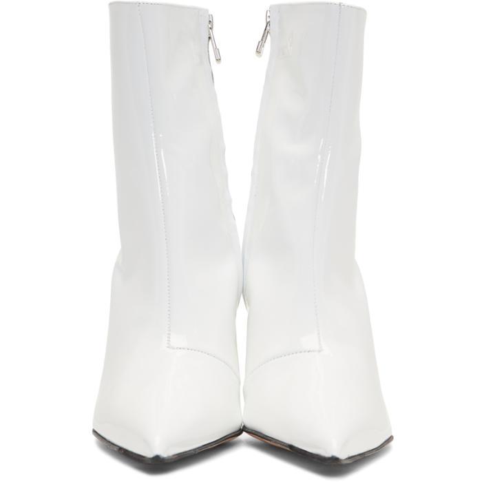 white vinyl ankle boots