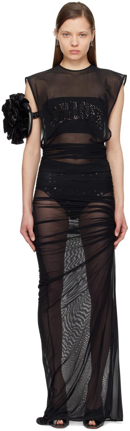 Jean Paul Gaultier レディース ブラック オープンバック マキシドレス 