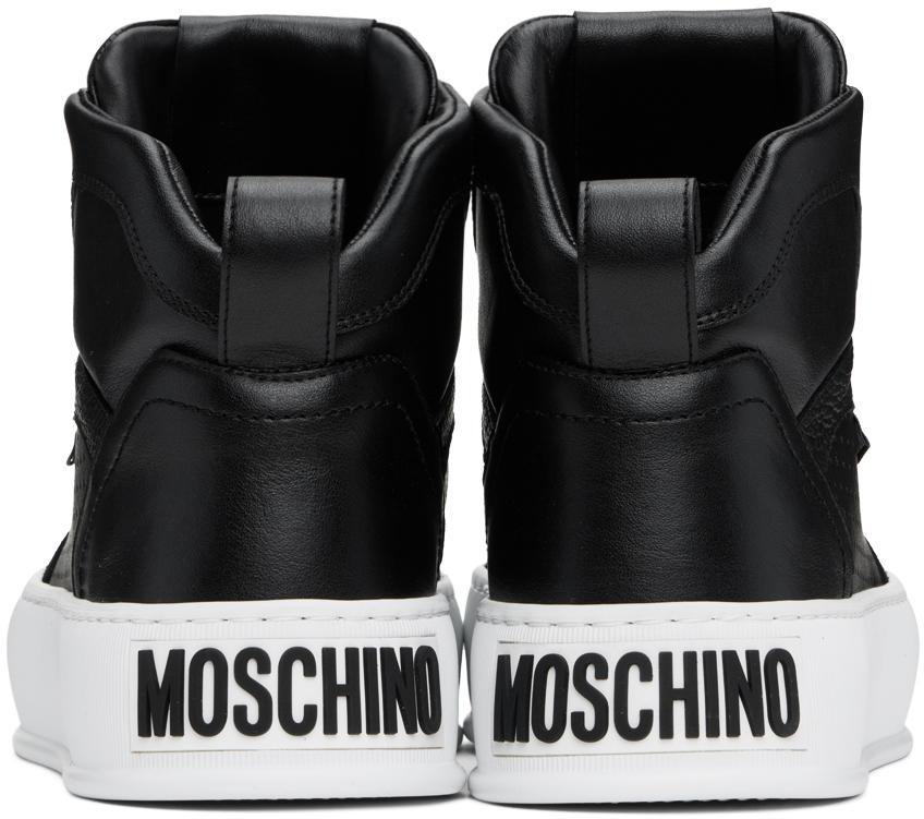 Moschino メンズ ブラック Umpsstripes ハイカットスニーカー スニーカー