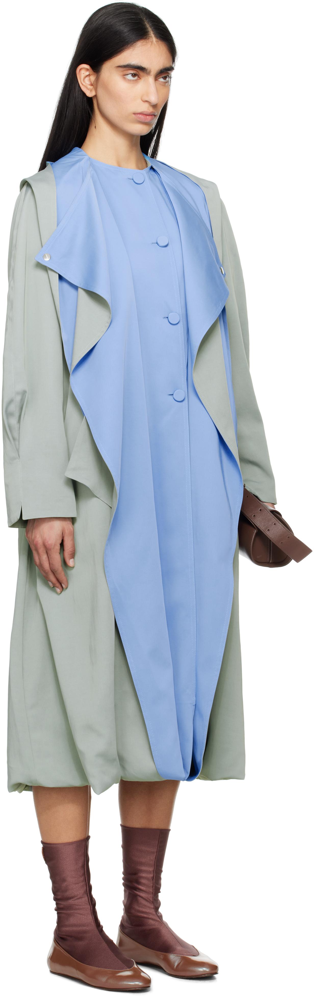 Kiko Kostadinov Ageto Hooded Trench Coat in Blue | Lyst UK
