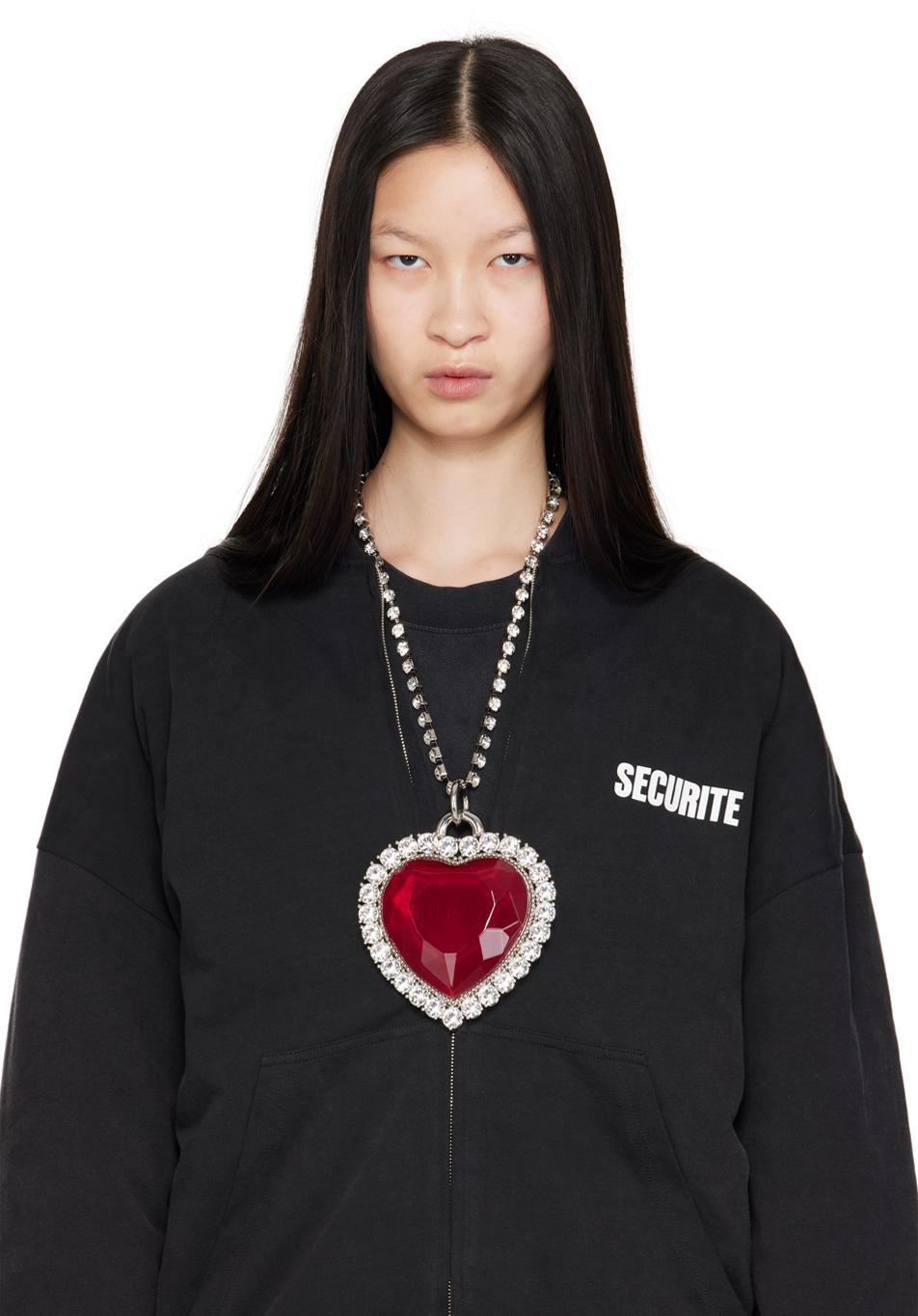 Vetements Giant Crystal Heart Necklace in White | Lyst