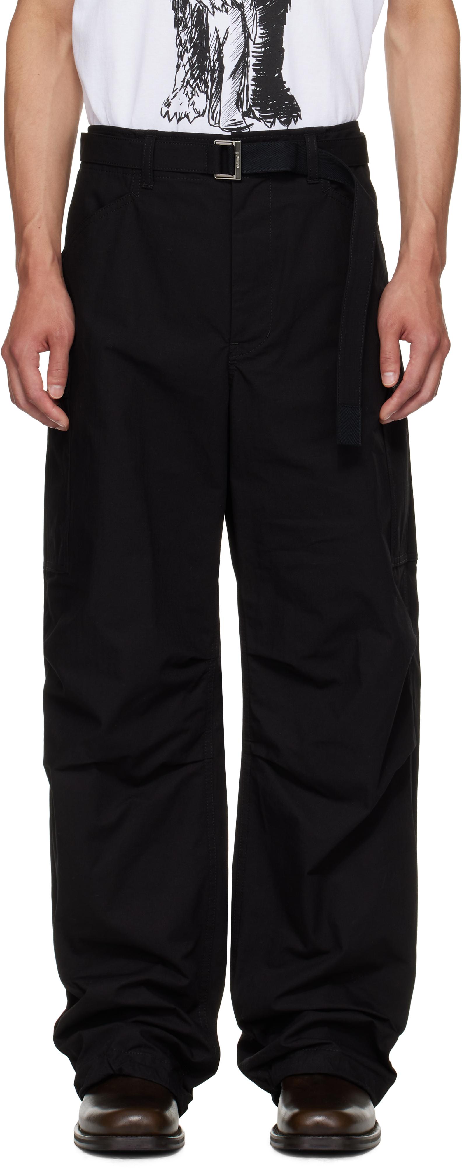 【関税込み】sacai ブラック シンチベルト カーゴパンツ Sacai Suiting カーゴパンツ | ブラック | FARFETCH JP