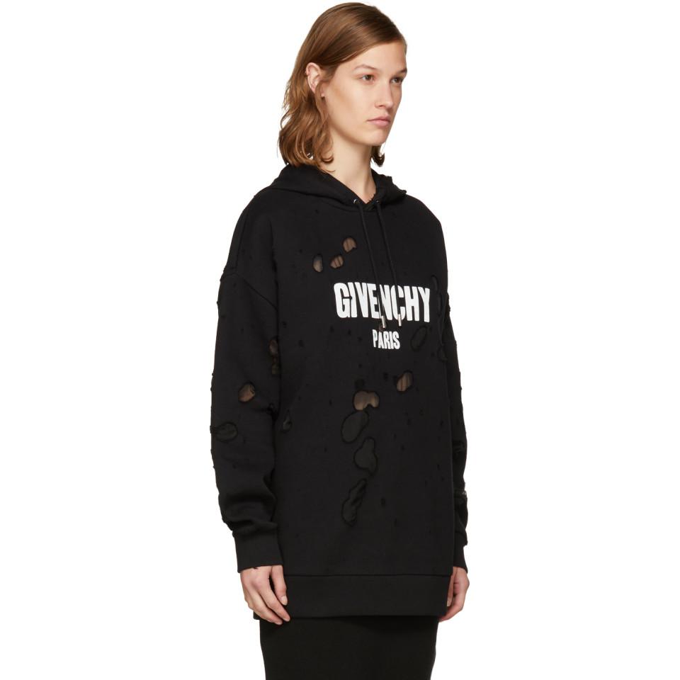 givenchy destroyed logo hoodie