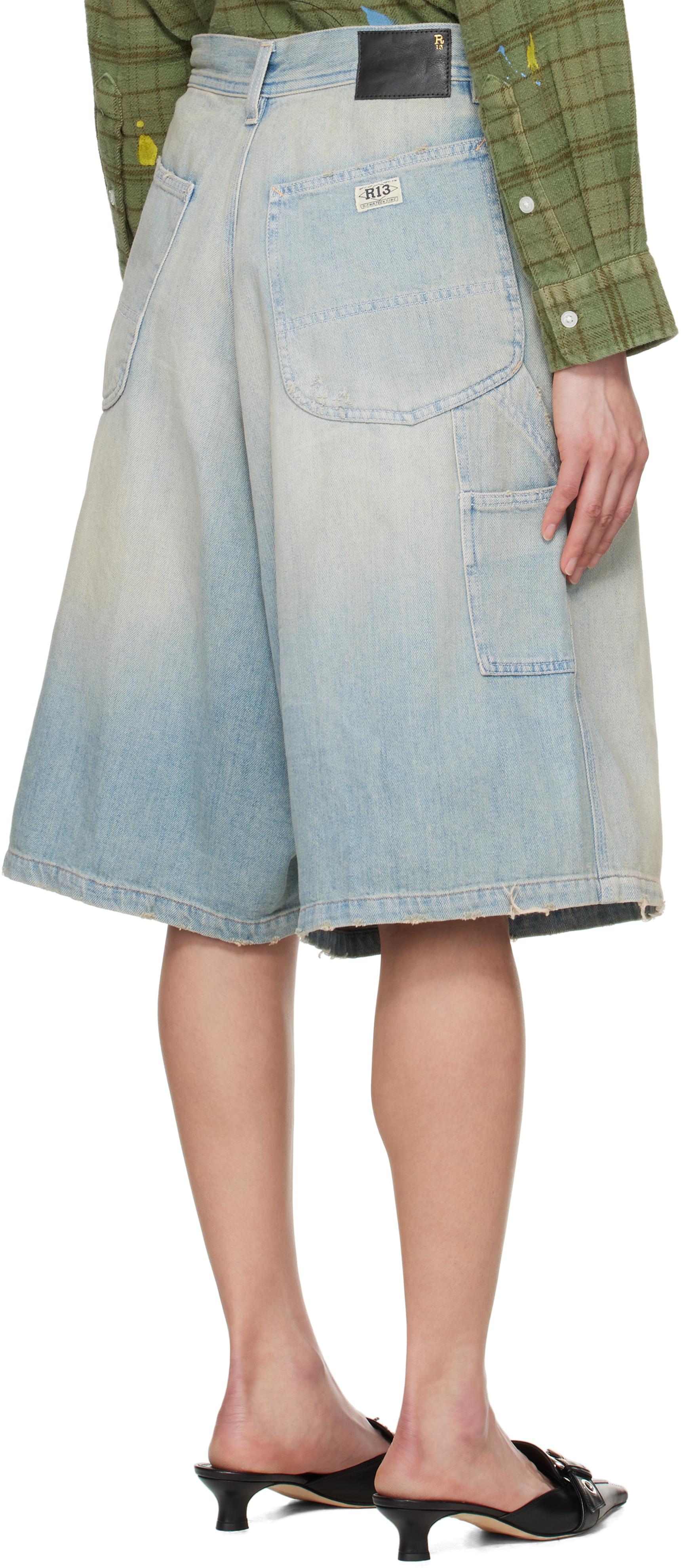 【R13】 ジェシー・カーペンター・ショート JESSE CARPENTER SHORT - CORAL LINEN CHAMBRAY - R13