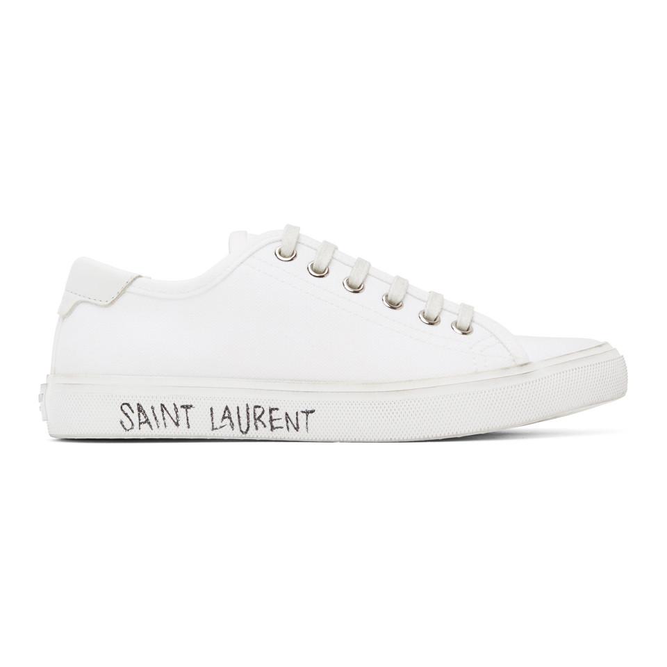 Saint Laurent White Canvas Malibu Sneakers - Lyst
