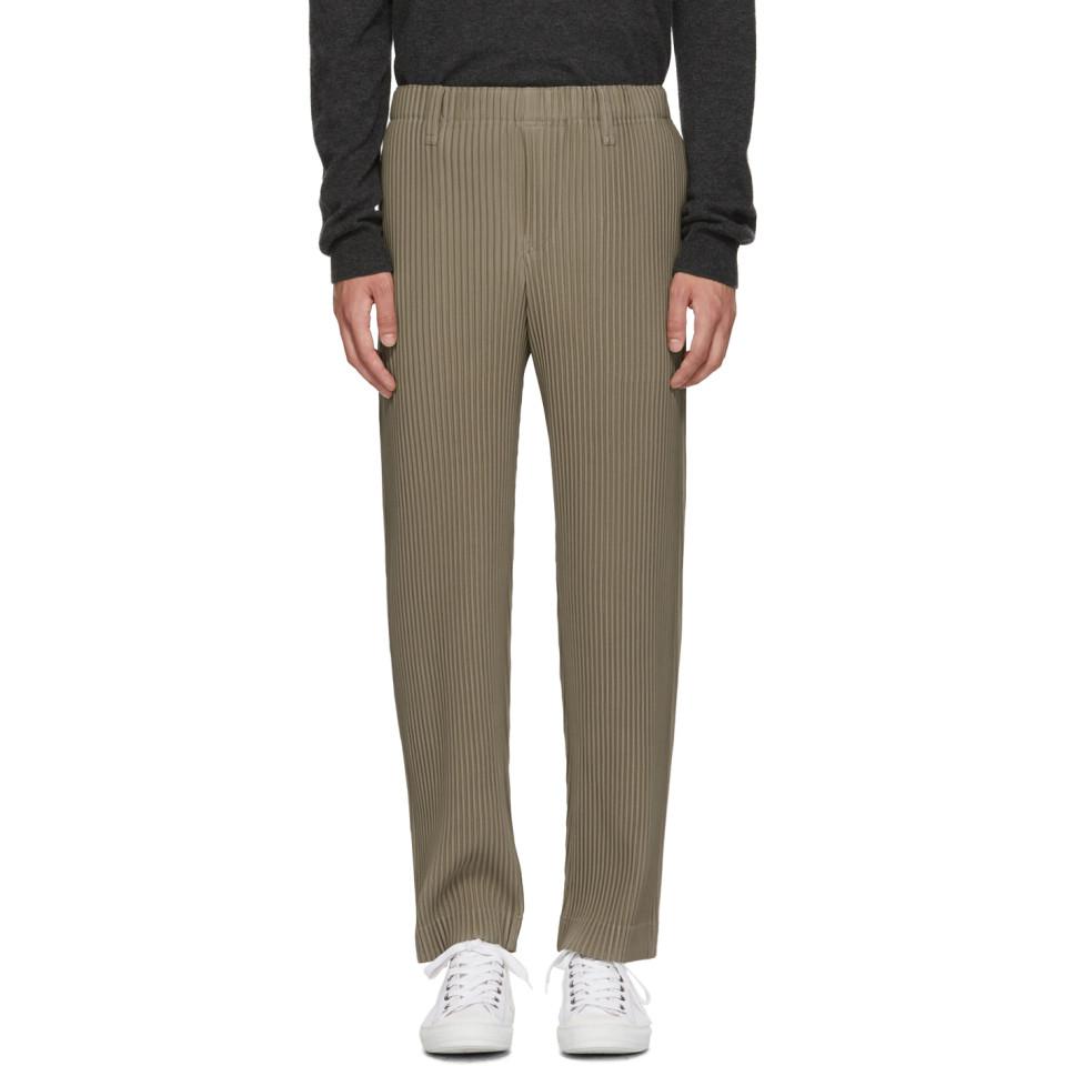 Homme Plissé Issey Miyake Green Tailored Pleats Trousers in Gray for ...