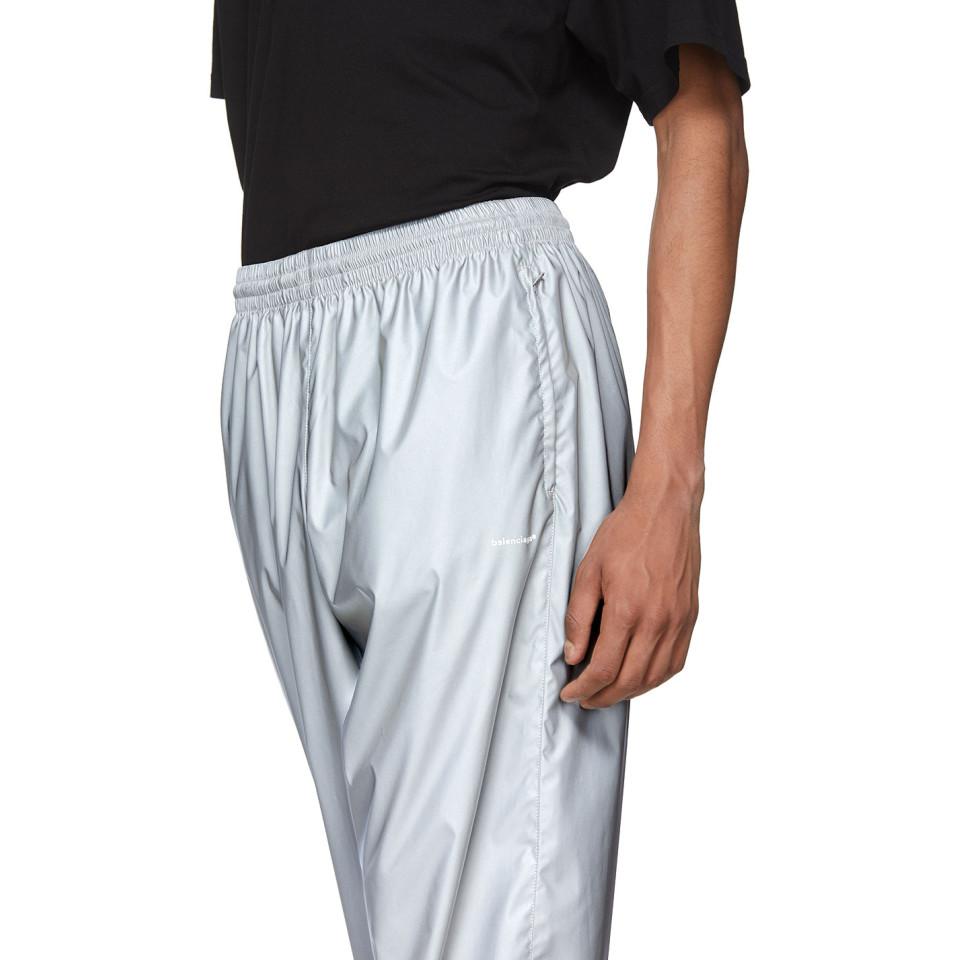 Balenciaga Silver Reflective Track Pants for Men | Lyst