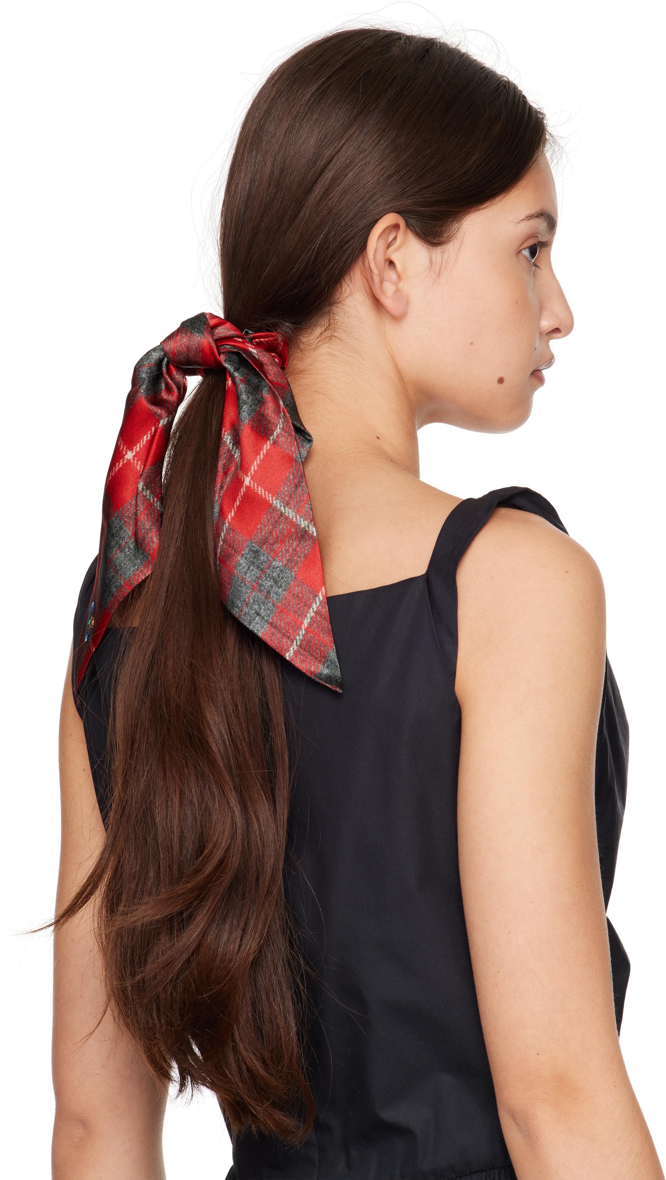 Vivienne Westwood Printed Tartan Scrunchie in Red | Lyst