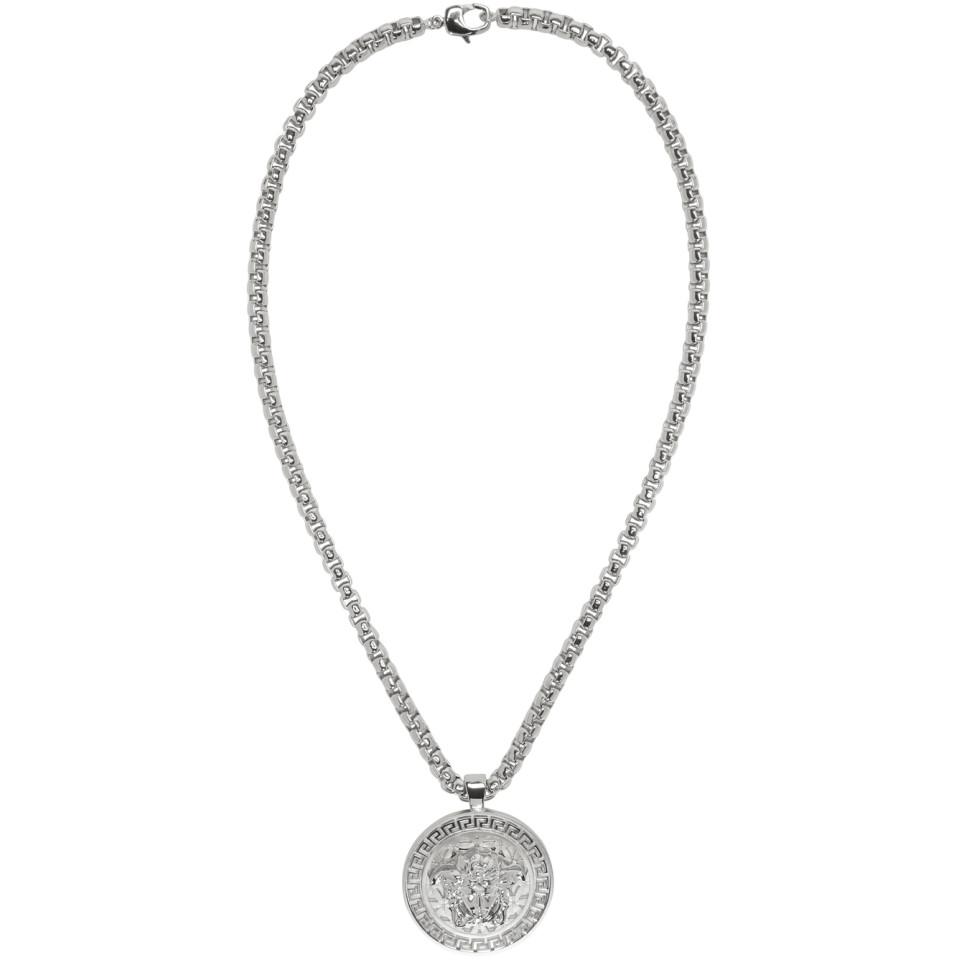 Versace Silver Large Round Medusa Chain Necklace in Metallic for Men | Lyst