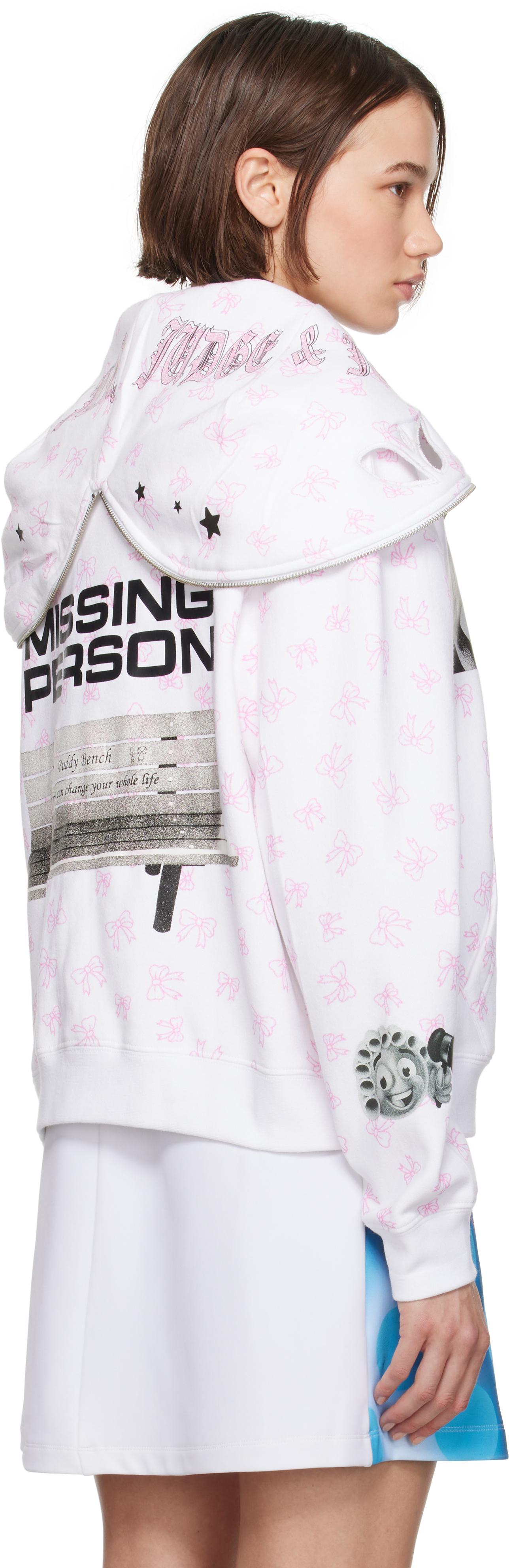 Ashley Williams 'Missing Person' Butterfly Hoodie in White Ashley Williams 'Missing Person' Butterfly Hoodie in White