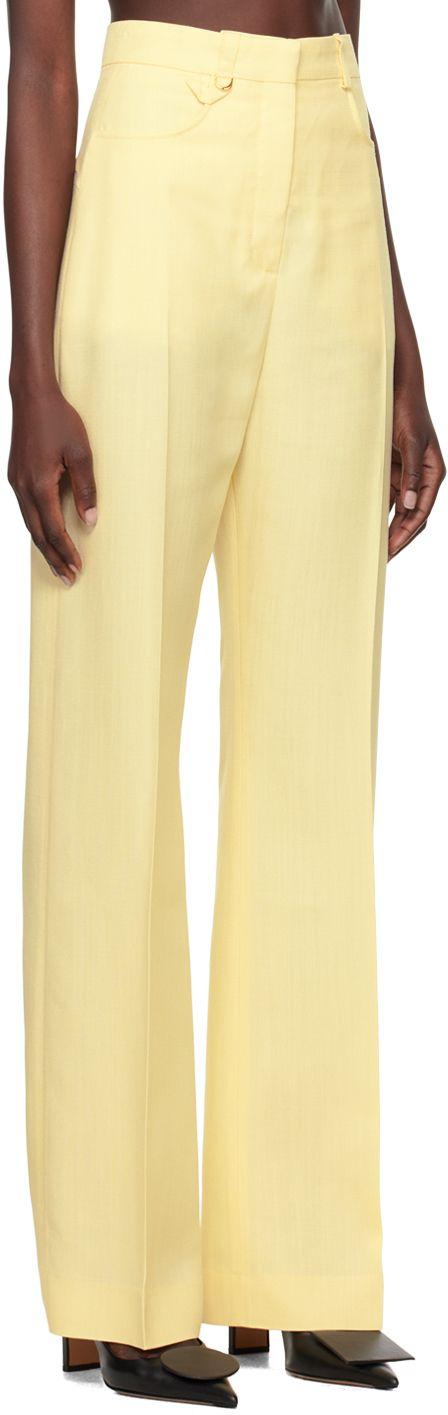 パンツ Jacquemus Yellow Side Slits Trousers Jacquemus Le Pantalon Espelho Skirt Trousers | Yellow | FARFETCH