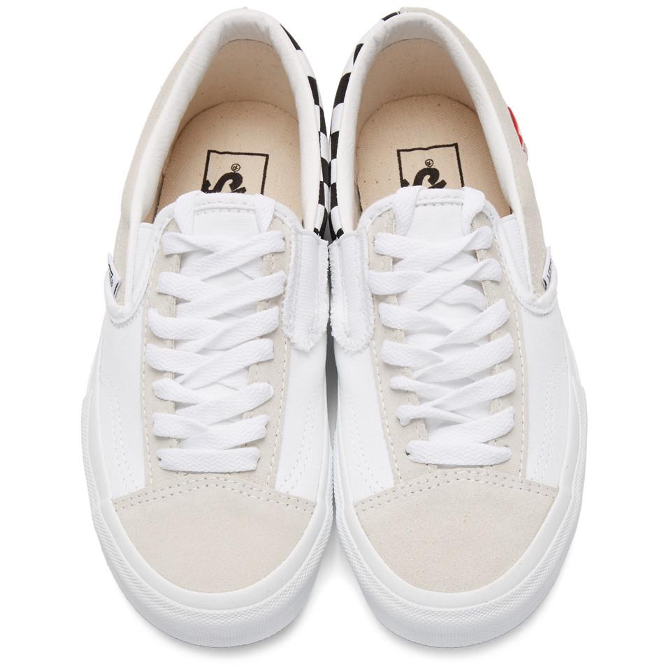 vans slip ons grey and white