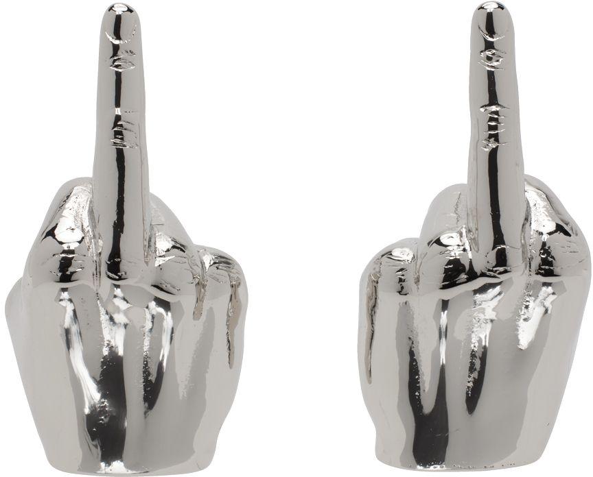 Silver Mini Fuck You Pendant Necklace by Y/Project on Sale