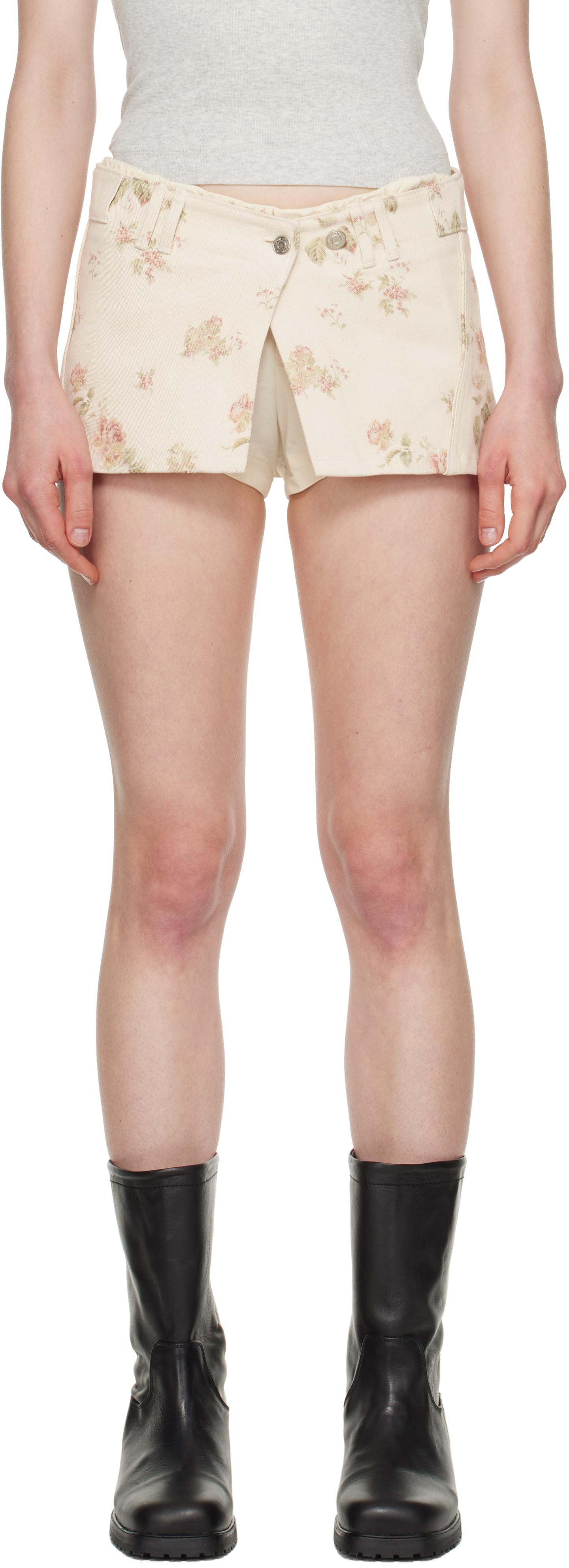 OPEN YY Layered Boxer Short Miniskirt in Natural | Lyst