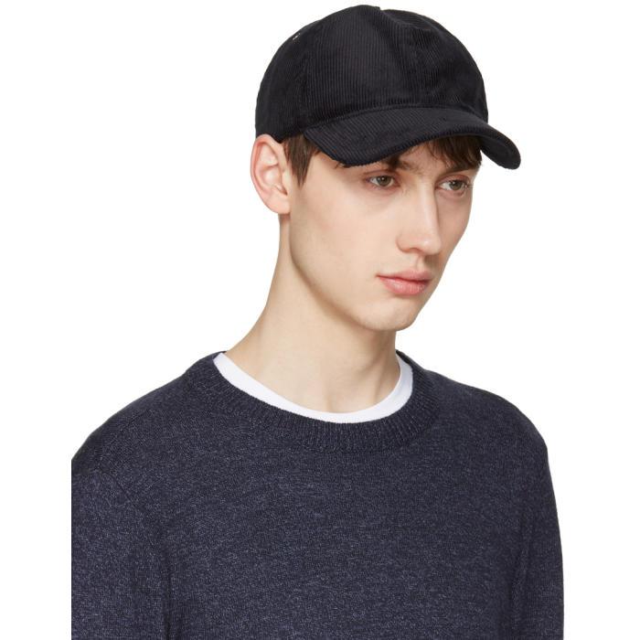 A.P.C. Navy Corduroy Louis Cap in Blue 
