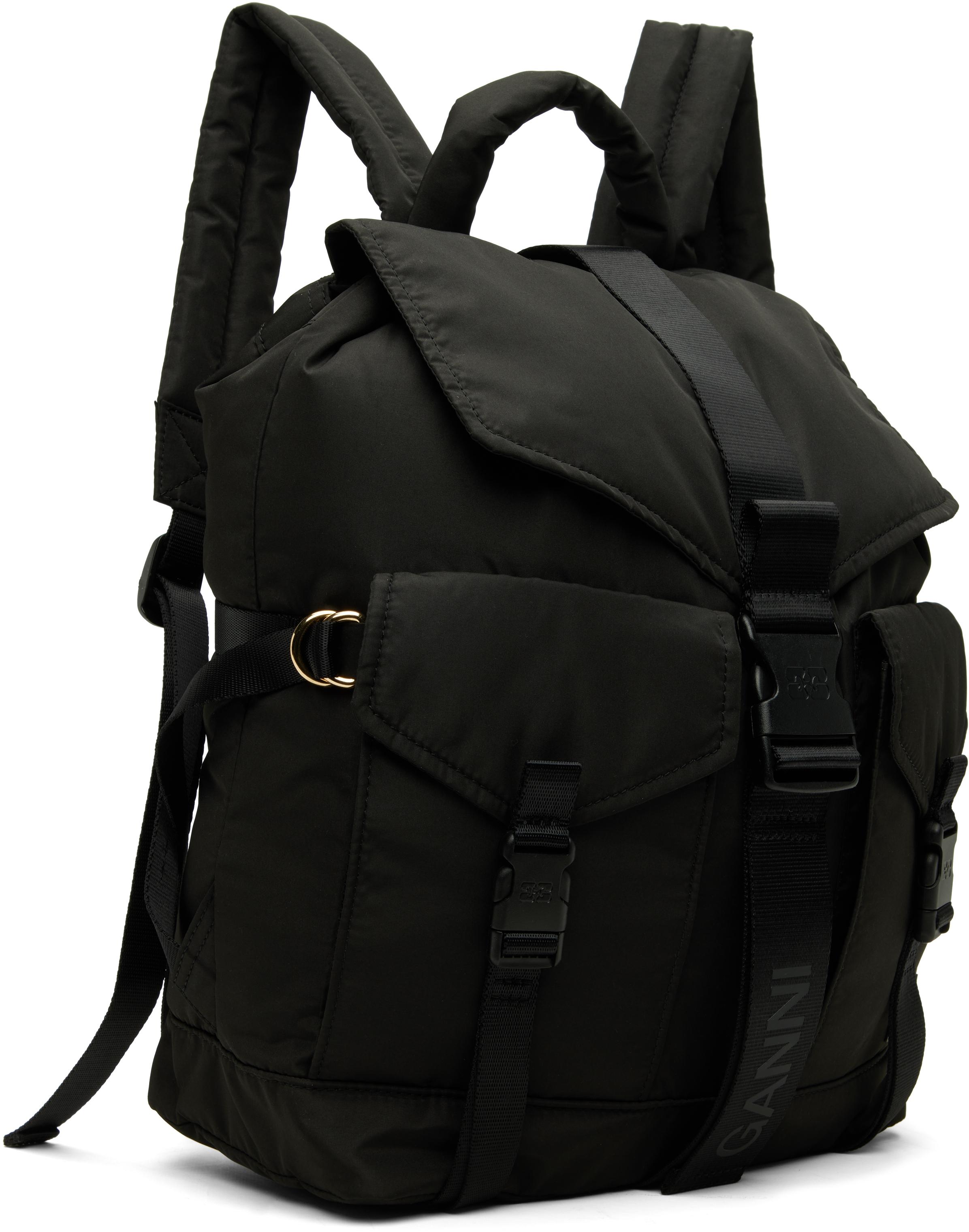 GANNI ハンドル付きブラックバックパック レディース Ganni バックパック/リュック | オンラインセールは最大35