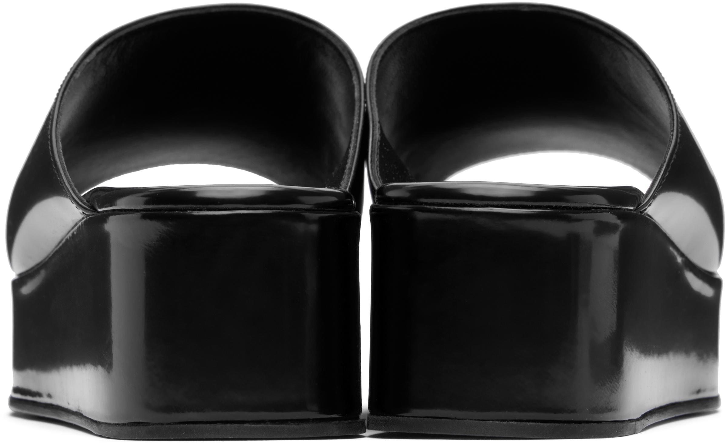The Row Khaki Emi Flatform Sandals in Black | Lyst