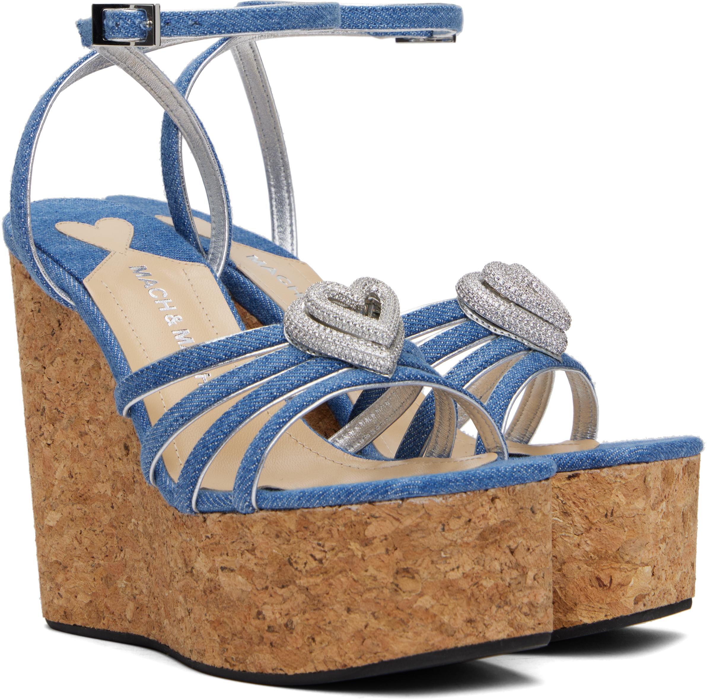 サンダル・ミュール MACH & MACH DOUBLE HEART CORK WEDGE SANDALS 120MM Mach & Mach DOUBLE HEART CORK WEDGE SANDALS 120MM - Sandals