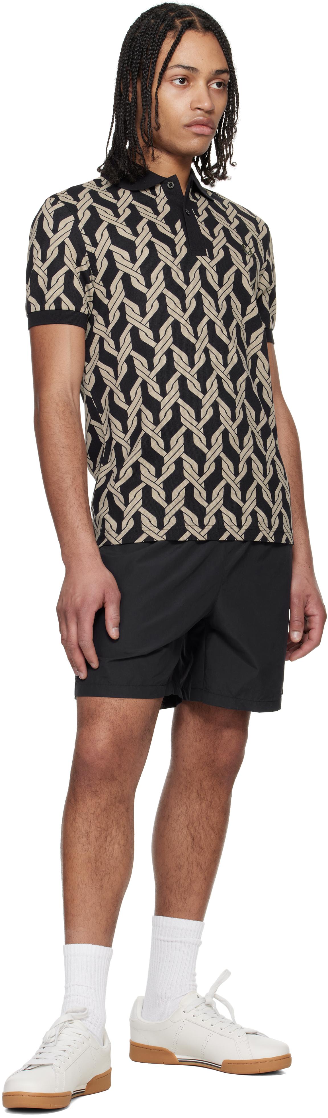 FRED PERRY☆Cable Knit Print Polo Shirt BLACK Fred Perry Cable Print Polo Shirt – Posers Hollywood