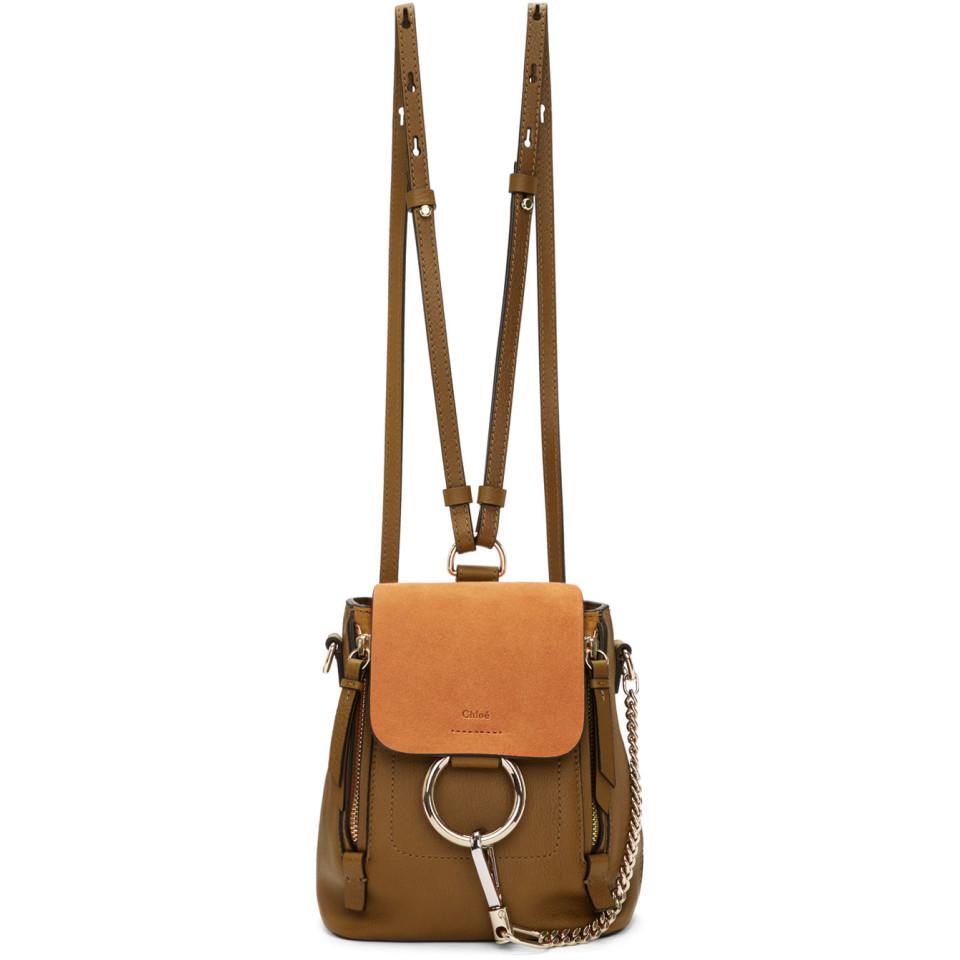 chloe mini faye backpack tan