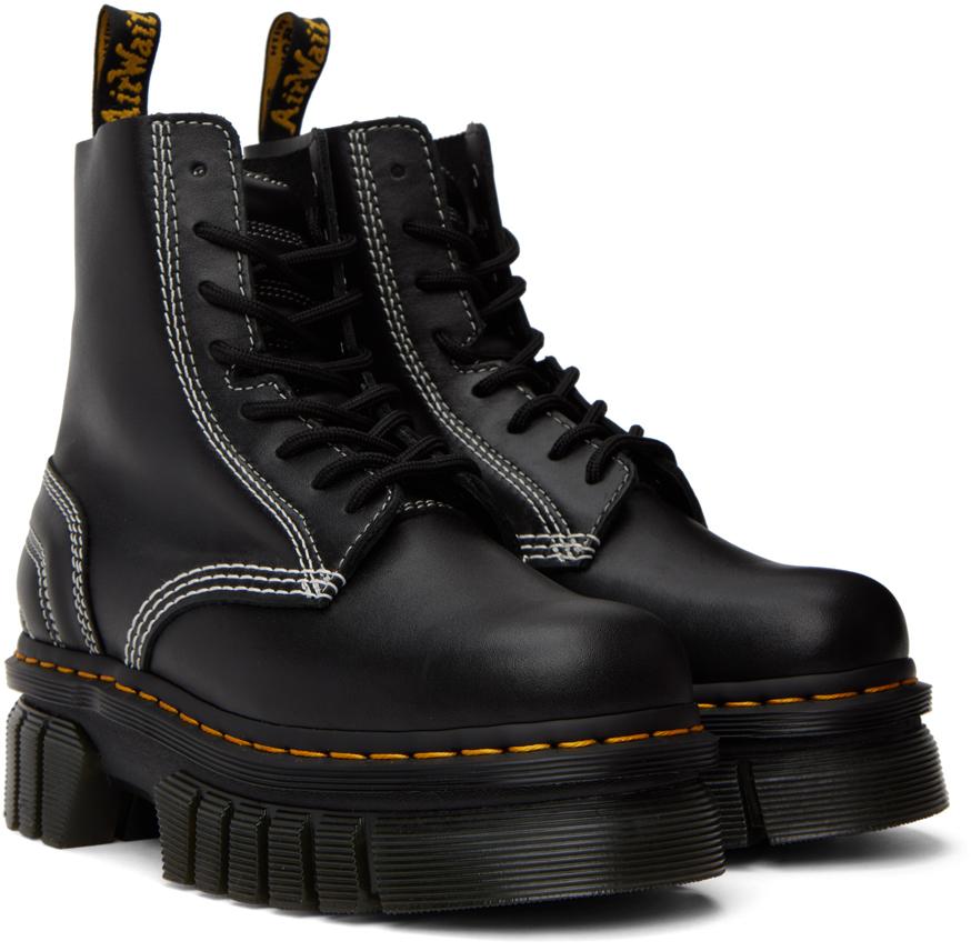 Dr. Martens Black Audrick White Stitch Platform Lace Up Boots | Lyst UK