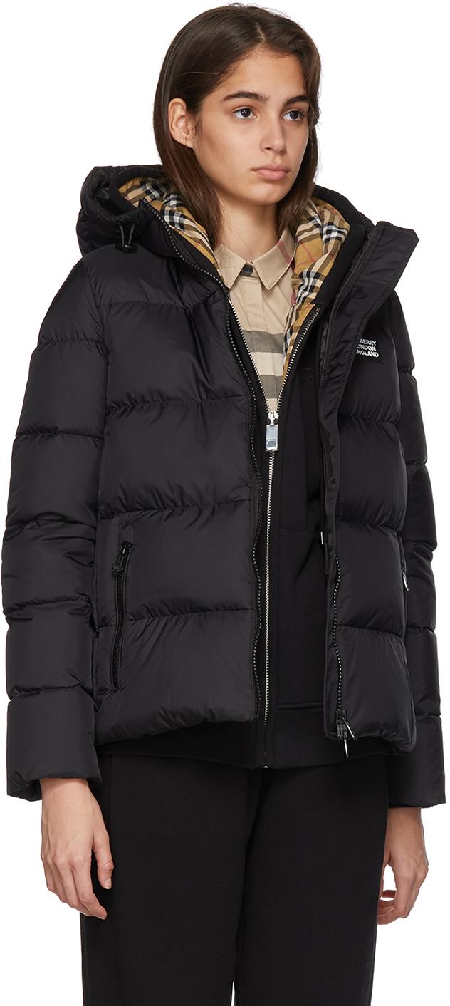 Burberry Synthetic Monogram Puffer Down Leith Jacket in Black | Lyst
