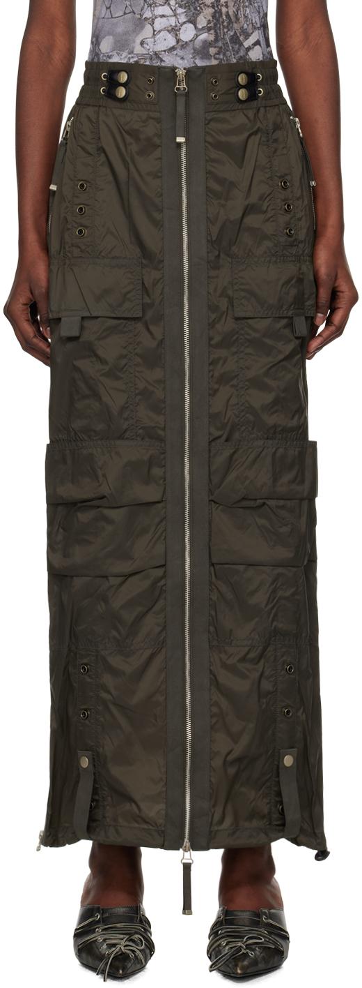 DIESEL Khaki O-Crep Maxi Skirt in Black | Lyst