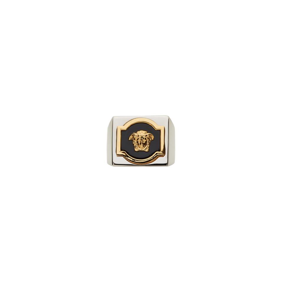 Versace Silver & Gold Square Medusa Ring in Metallic for Men Lyst