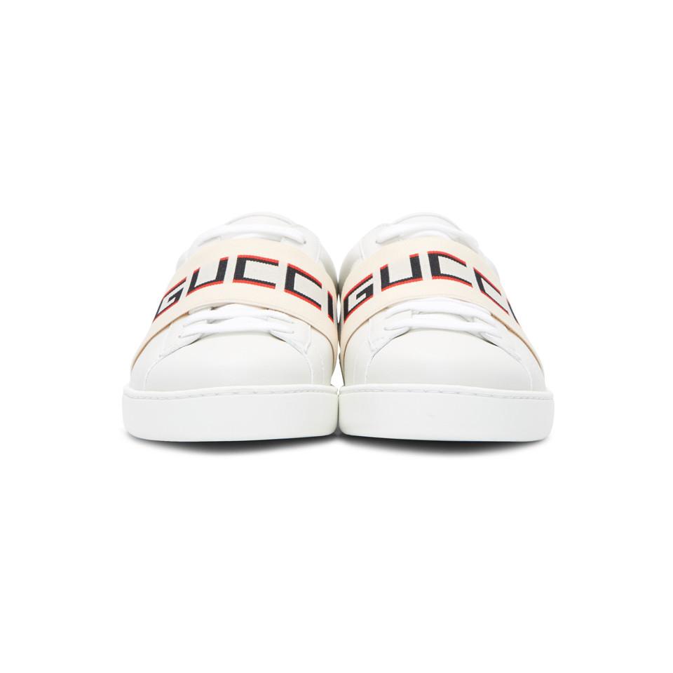 gucci white new ace elastic band sneakers