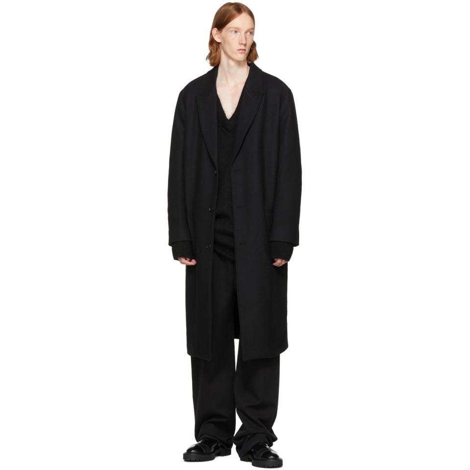 ankle length black wool coat